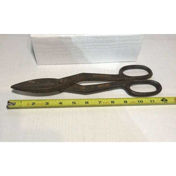 Vintage Forged Steel 12.”  Heavy-Duty Tin Snips Scissors - Picture 5 of 7